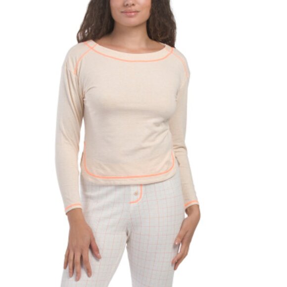 NEW FREE PEOPLE 2pc Chill Evening Pajamas Set  in Ivory Combo or women 1125 3s2 - Picture 4 of 5